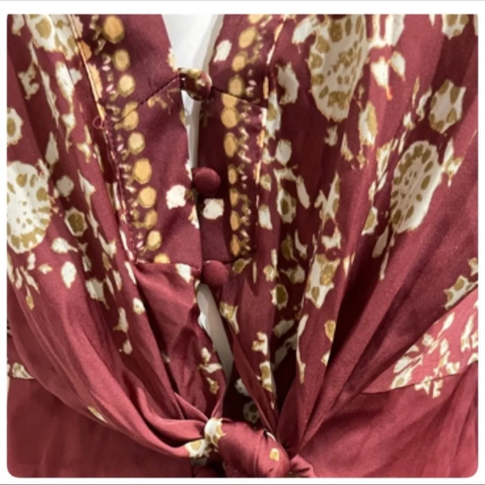 Free People RUN FREE maroon red TUNIC TOP NWT sz XS - Picture 9 of 12